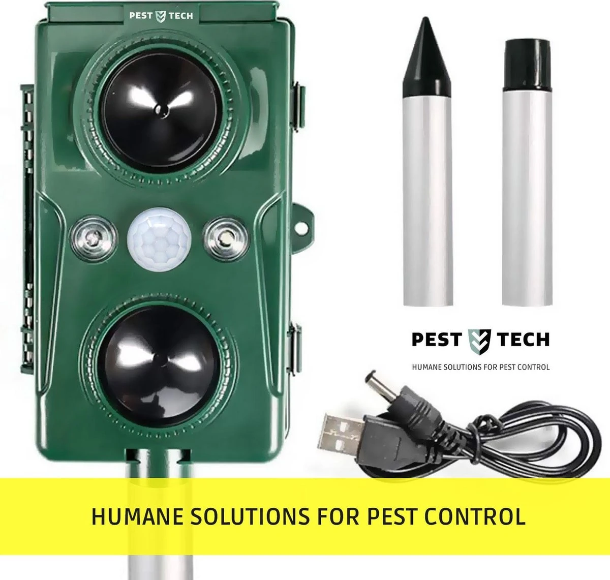 Pest-Tech | Supersonisch Flash Kattenverjager | Met Smart-Modus | Groter Bereik | Betere Frequenties |Kattenschrik | Werkt Op Zonne-energie M/ USB Oplaadkabel - Afbeelding 7