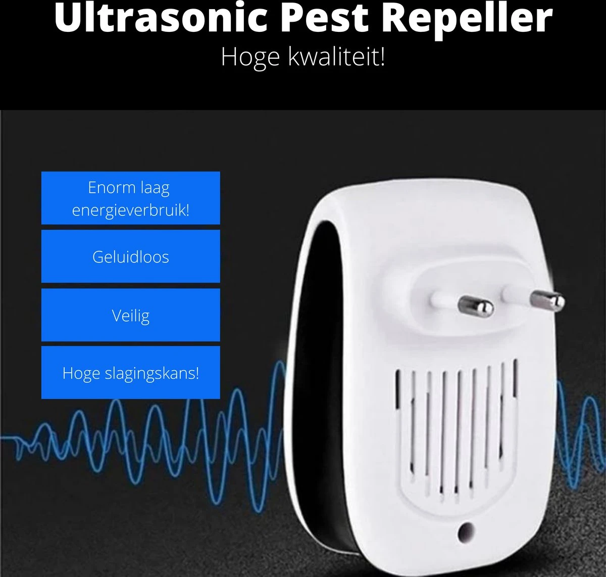 6-pack Recalma Ultrasone Ongedierte Bestrijder - Pest Reject - Ultrasone Verjagers - Ongedierte Verjager - Anti Insecten - Anti Muizen - Pest Repellent - Muizenverjager - Afbeelding 5
