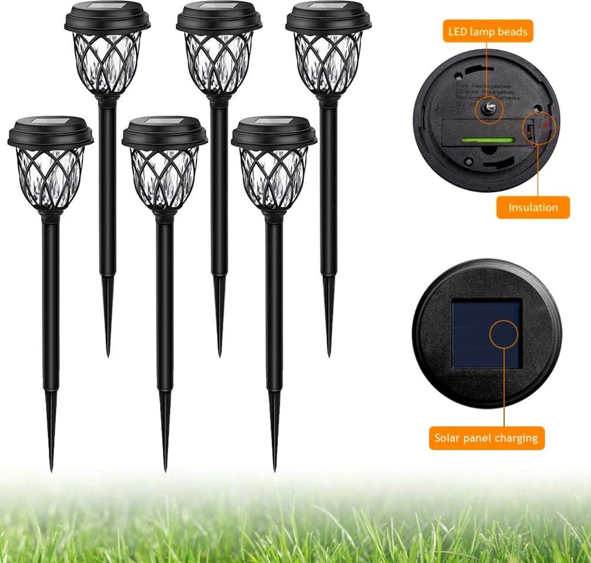 Solar Tuinverlichting - Zonne Energie - Op Zonne Energie - Tuinfakkels 42cm Buiten Set 6 Stuks - LSL8600X - Afbeelding 6