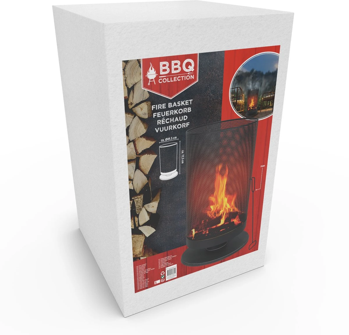 BBQ Collection Vuurkorf Op Voet - 72,5 Hoog - Ø 44,5 Cm - Inclusief Pook - Staal - Zwart - Afbeelding 6
