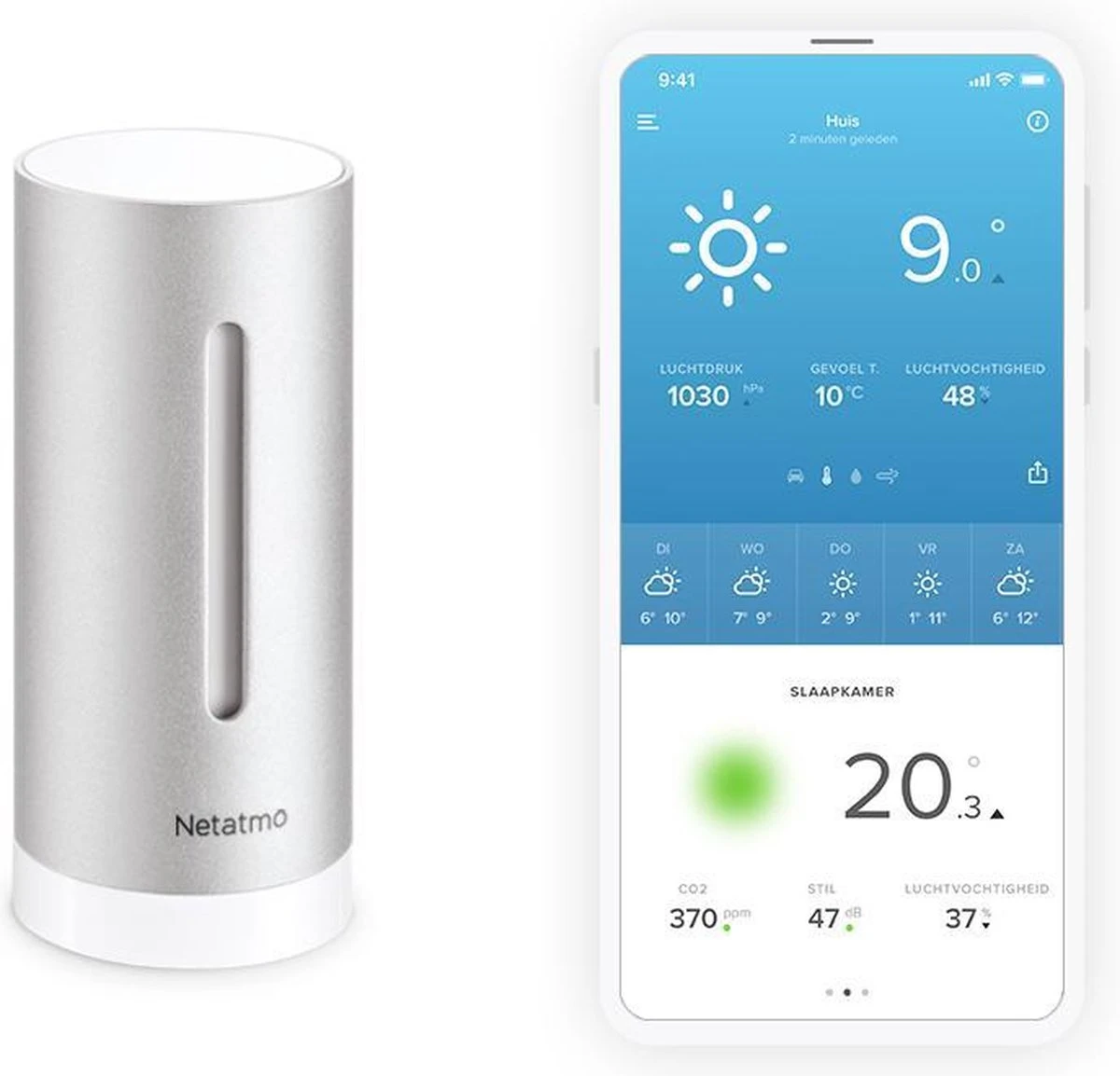Netatmo Additionele Slimme Binnenmodule Met Co2 En Hygrometer Voor Weerstation - Afbeelding 2