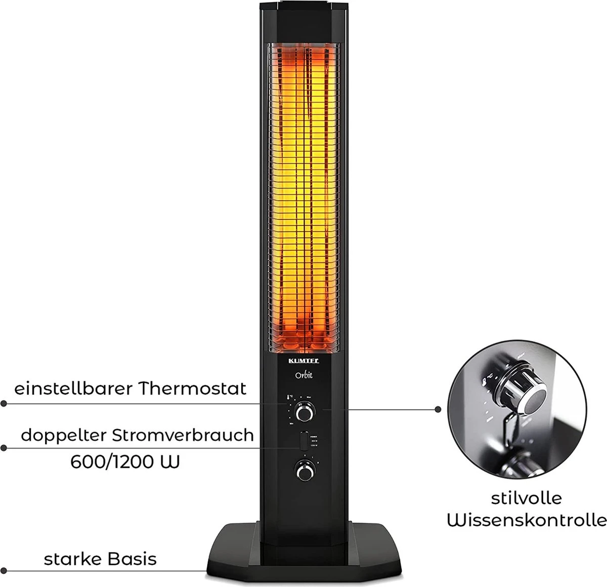 KUMTEL MH-1200-Infrarood Verwarming - Energiezuinige Hoge Capaciteit Carbon Infrarood Elektrische Kachel / Terrasverwarming / Infraroodverwarming / Bijverwarming / Energiezuinig / Hoge Capaciteit / Carbon Infrarood Verwarming / Veranda Verwarming - Afbeelding 6