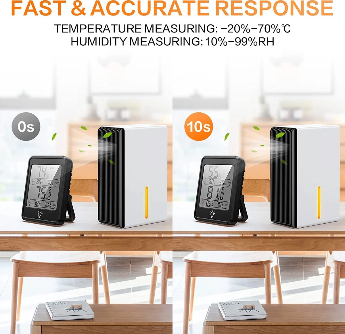 BOTC Digitale Thermo Hygrometer - Weerstation - Digitale Thermo Meter Binnen - Luchtvochtigheidsmeter - Zwart - Afbeelding 3