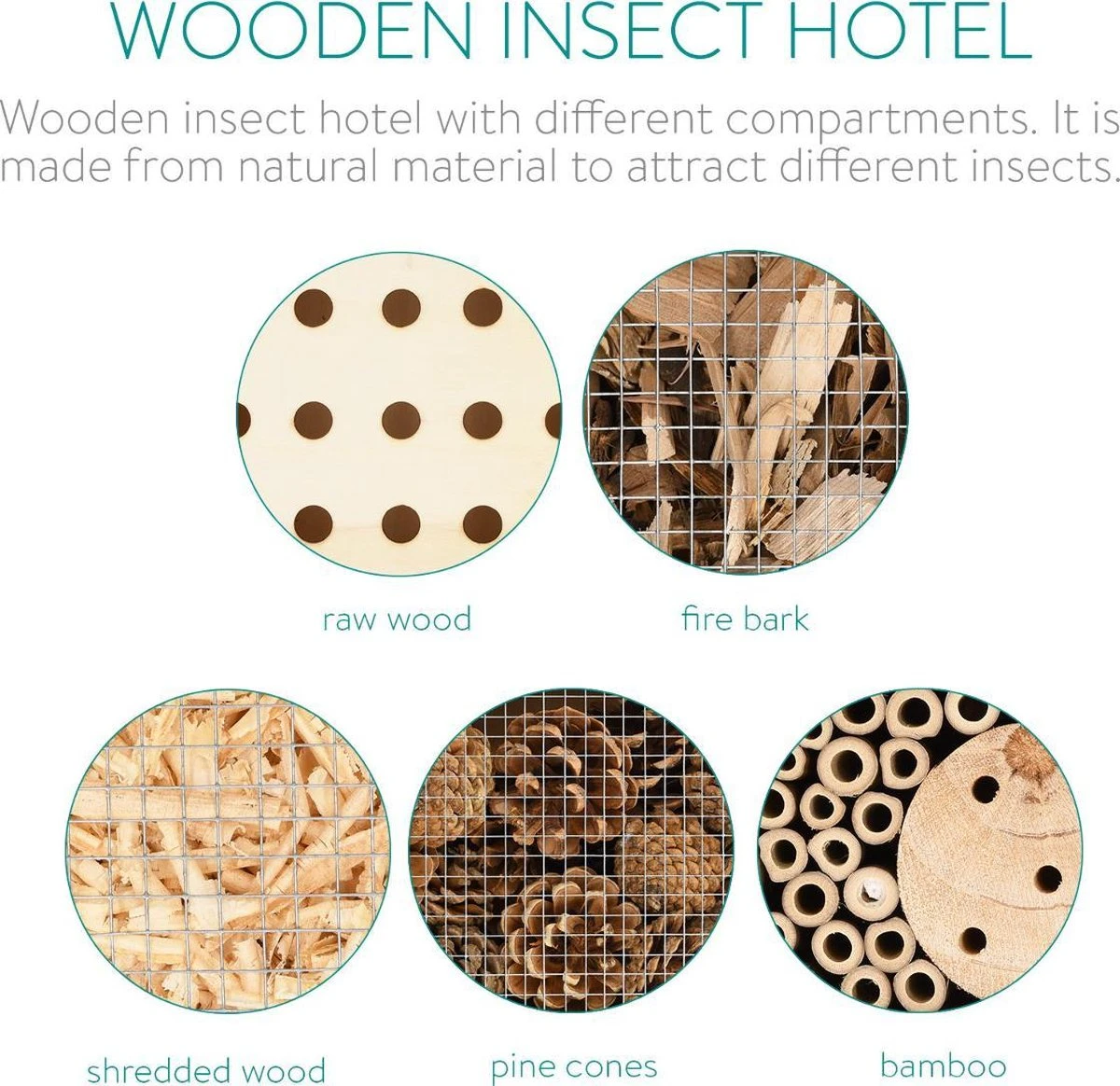 Navaris XL Insectenhotel - 38 X 11,5 X 57 Cm - Insectenhuis Van Bamboe En Hout - Nestplaats Voor Bijen, Vlinders En Lieveheersbeestjes - Afbeelding 5