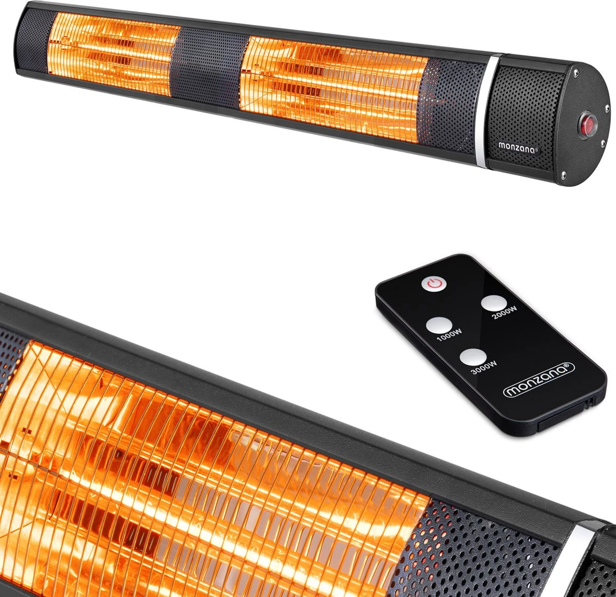 Monzana Infraroodstraler 3000W - 3 Standen Afstandsbediening - Zwart