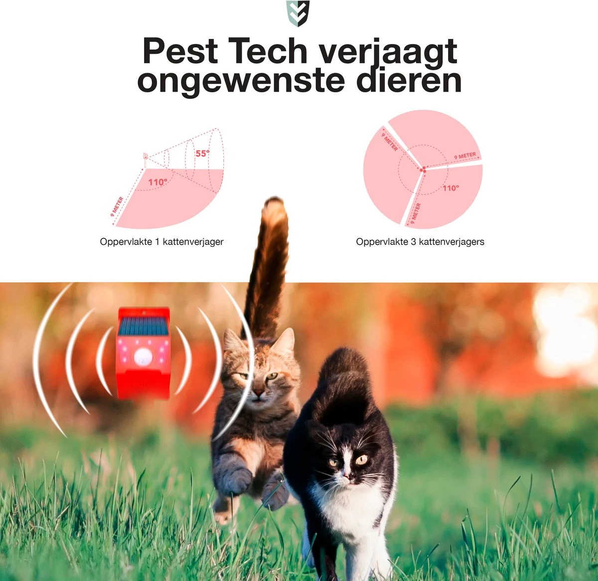 Pest-Tech™ PT-219 | Ultrasone Kattenverjager Op Zonneenergie | Kattenschrik | Marterverjager | Dierenverjager | Kattenafweermiddel | Ongedierte Verjager - Met USB Oplaadkabel - Afbeelding 6