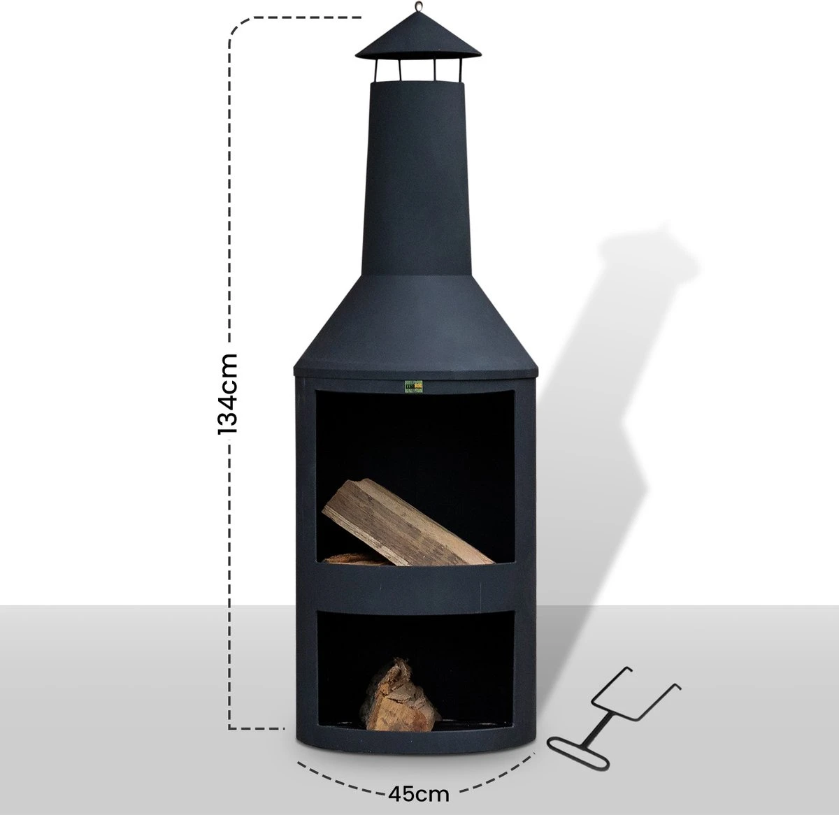 MaxxGarden Tuinhaard Grieks Fenix - Terrashaard - Vuurkorf - BBQ - Terrasverwarmer - Terrasverwarming - Sfeerhaard - 45 X 134cm - Zwart - Afbeelding 9