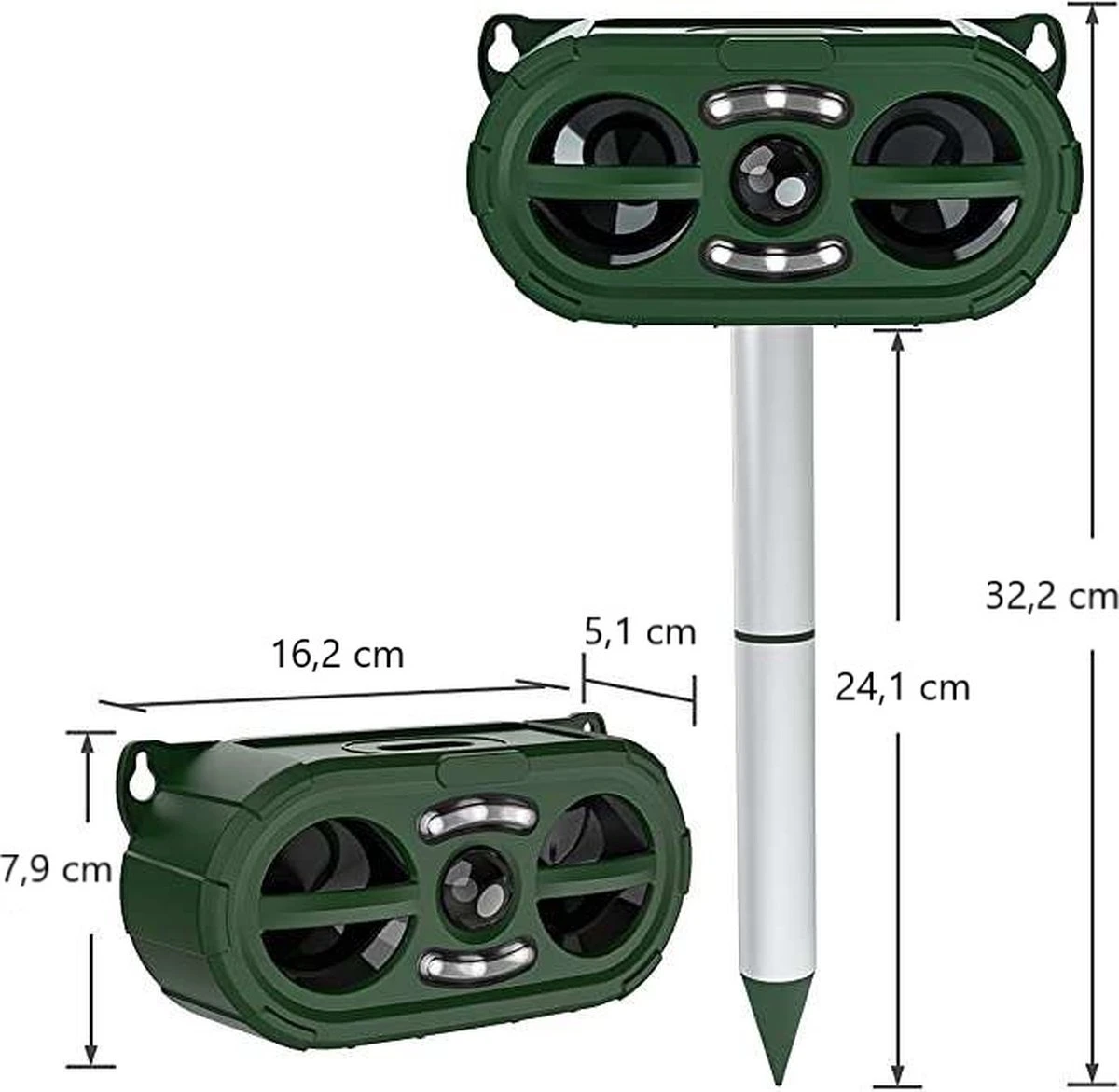 Steks® Kattenverjager 2023 Model - Kattenschrik - Katten Afweermiddel - Op Zonneenergie - Marterverjager - Op Batterijen - Met Adapter - Tuin - Ongedierte Verjager - Afbeelding 8