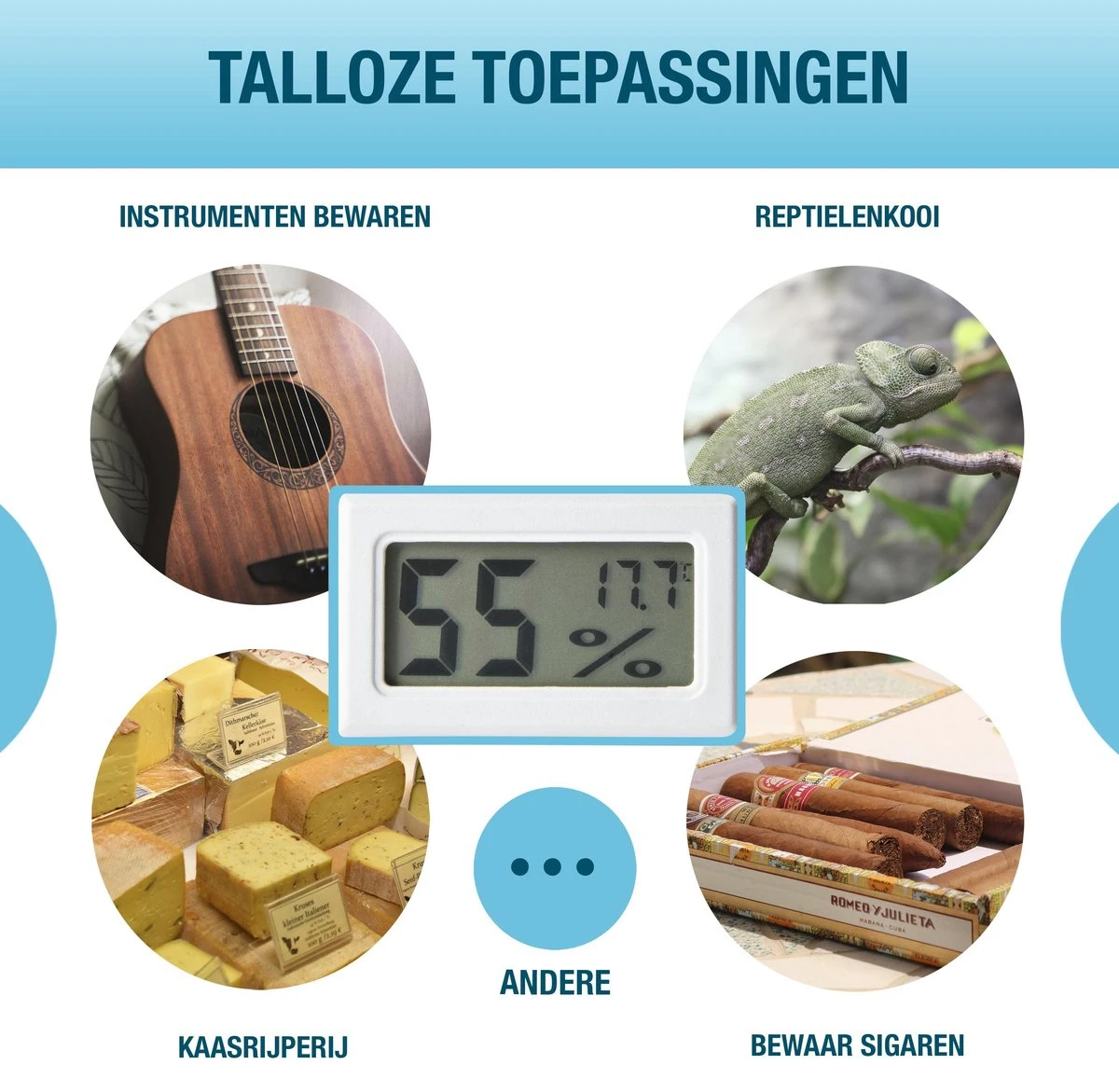 Compacte Hygrometer Mèt Batterijen - Wit - Hygro- En Thermometer - Digitale Luchtvochtigheidsmeter - Vochtmeter Voor Binnen - 2 In 1 - Afbeelding 5