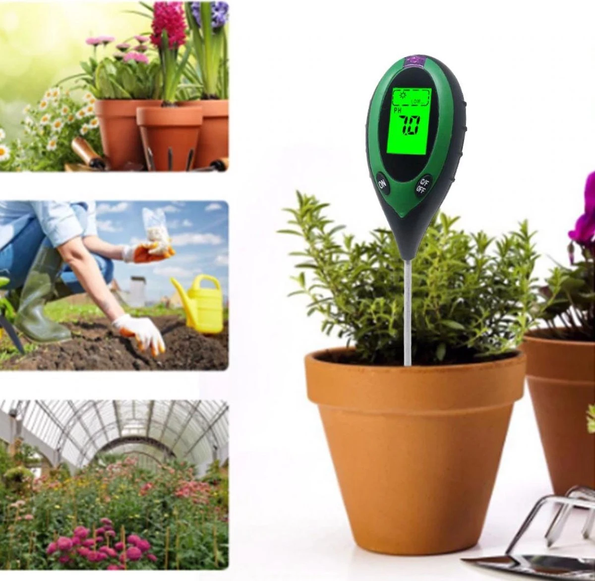 Vochtmeter Planten - 4 In 1 - Vochtmeter - Watermeter - PH-meter - Vochtigheidsmeter Planten - Grondmeter - Watermeter Voor Kamerplanten- Groen - Incl. Batterij - Afbeelding 5