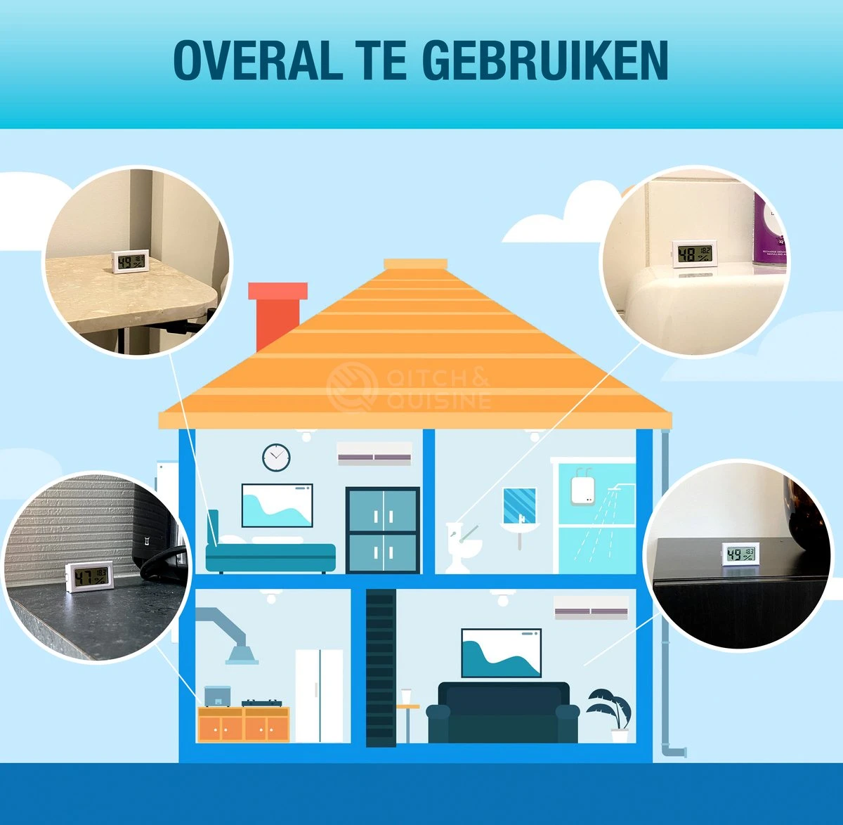 Compacte Hygrometer Mèt Batterijen - Wit - Hygro- En Thermometer - Digitale Luchtvochtigheidsmeter - Vochtmeter Voor Binnen - 2 In 1 - Afbeelding 6