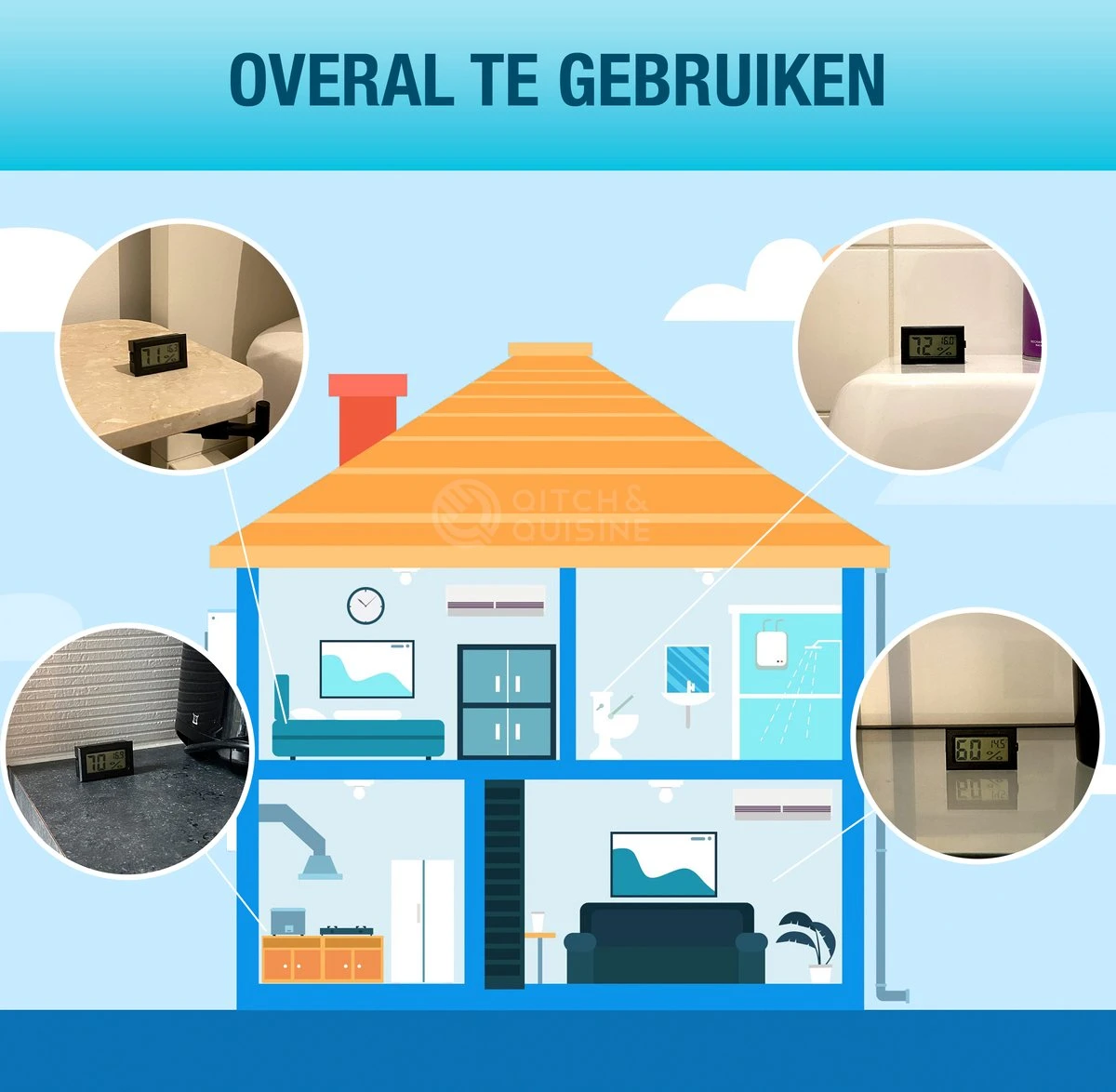 Compacte Hygrometer Mèt Batterijen - Zwart - Hygro- En Thermometer - Digitale Luchtvochtigheidsmeter - Vochtmeter Voor Binnen - 2 In 1 - Afbeelding 6