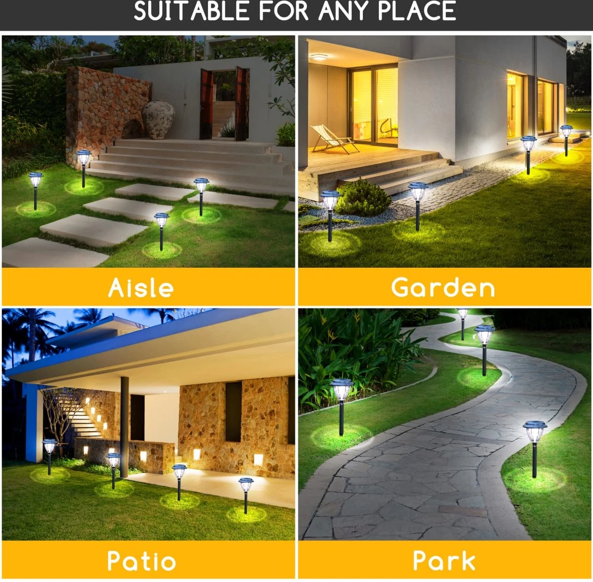 Aigostar 10IBM - Solar Tuinfakkels - 6 Stuks - 40.4cm - IP44 - Tuinverlichting Op Zonne-energie - Tuinlantaarns - Padverlichting- 6500K - Afbeelding 4