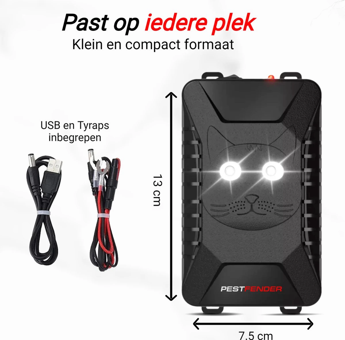 PestFender Marterverjager - Ongedierteverjager - Muizenverjager & Rattenverjager - Ultrasone & Flitsen - Werkt Op Autoaccu, Batterijen Of Netstroom - Voor Binnen, Buiten En Auto - Marter Verjager - Steenmarter - Afbeelding 5
