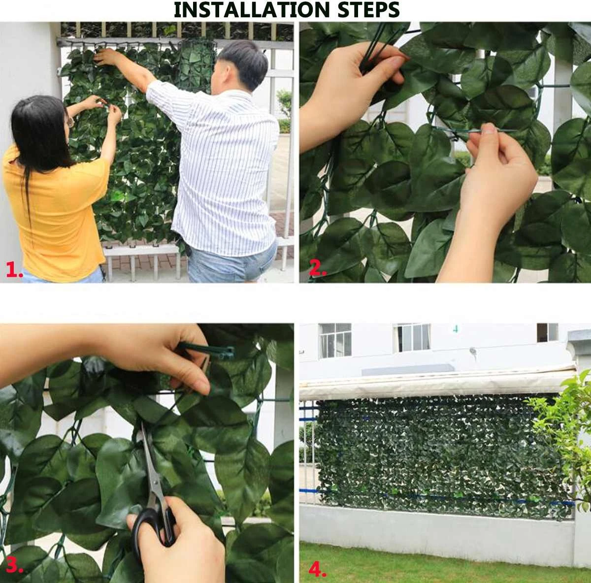 Klimop Kunsthaag – Kunsthaag – Kunsthaag Voor Buiten – Kunsthaag Op Rol – Kunsthaag Tuinscherm - Kunsthaag Klimop – Klimop – Kunstheg – Hedera – Kunstplant – Uitschuifbaar – Tuinscherm – Groen – 100x240cm - Afbeelding 7