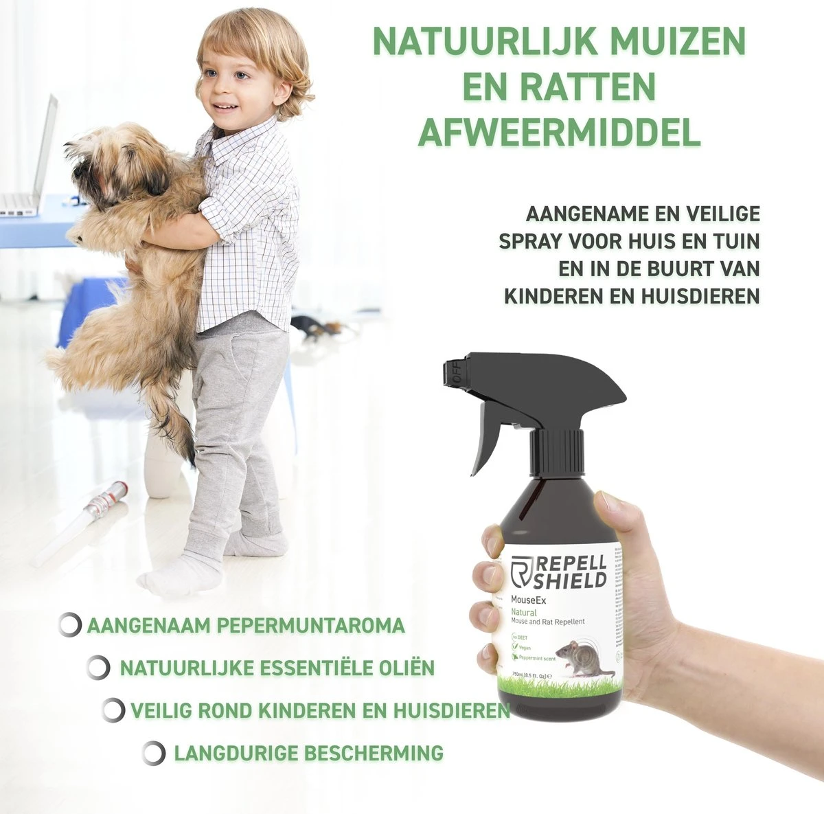 RepellShield Muizen Bestrijden - Ongediertewering | Diervriendelijke Muizenverjager, Muizen Verjagen Met Geur, Anti-Muizen Spray - Afbeelding 4