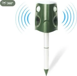 Tenify Ultrasone Kattenverjager - Groot Bereik - 360 Graden - Op Zonneenergie - USB Oplaadbaar - Kattenschrik - Afweermiddel - Ongedierte - Vogel - Dieren - Muizen - Ratten Verjager