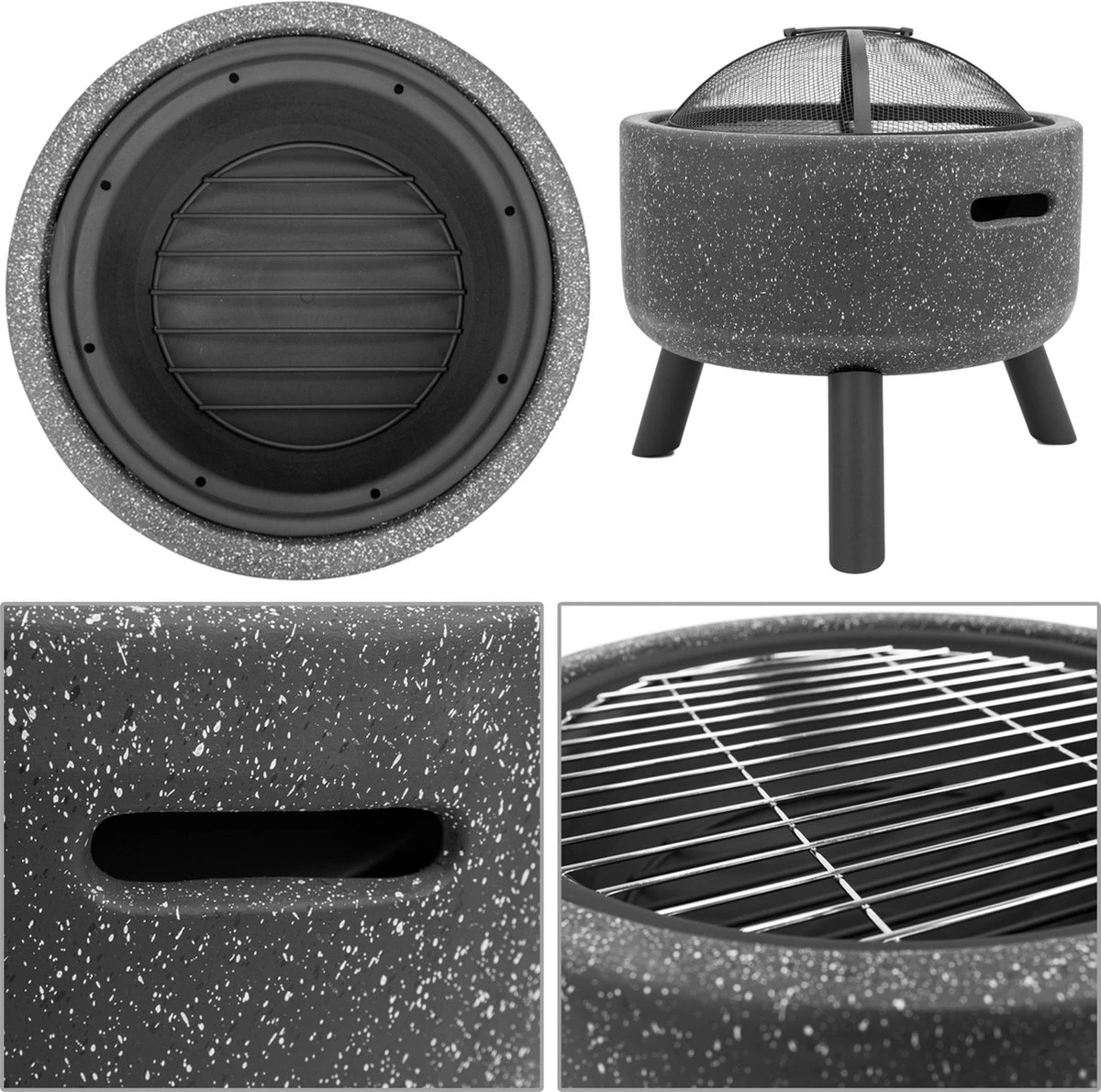 MaxxGarden Aracas Vuurschaal - Tuinhaard - Vuurkorf - BBQ - Terrasverwarmer - Terrasverwarming - Sfeerhaard - 45x45x45 Cm - Zwart - Afbeelding 7