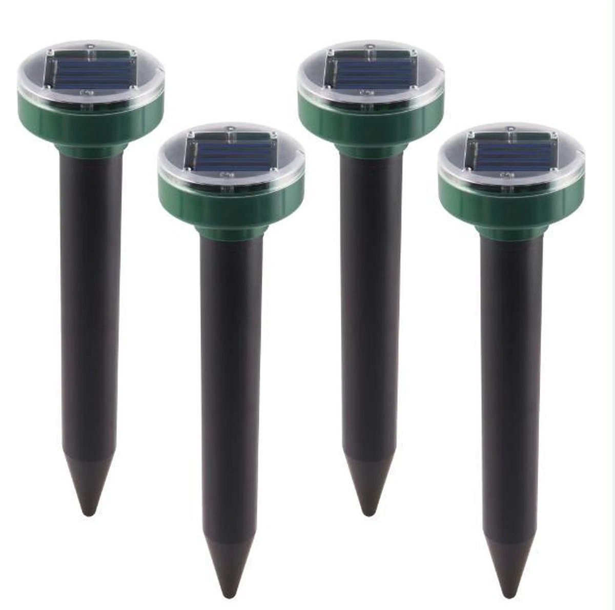 Merkloos 4x Solar Mollenverjager & Muizenverjager - Mollenbestrijding Ultrasoon Geluid Op Zonne-Energie - Anti Mollen & Muizen Verjager - Ongdierte Verjager