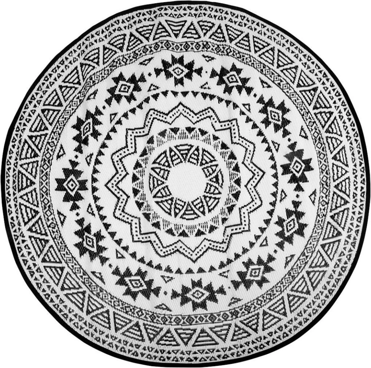 ESSCHERT DESIGN Tuintapijt - Rond - Zwart/Grijs Ø180cm