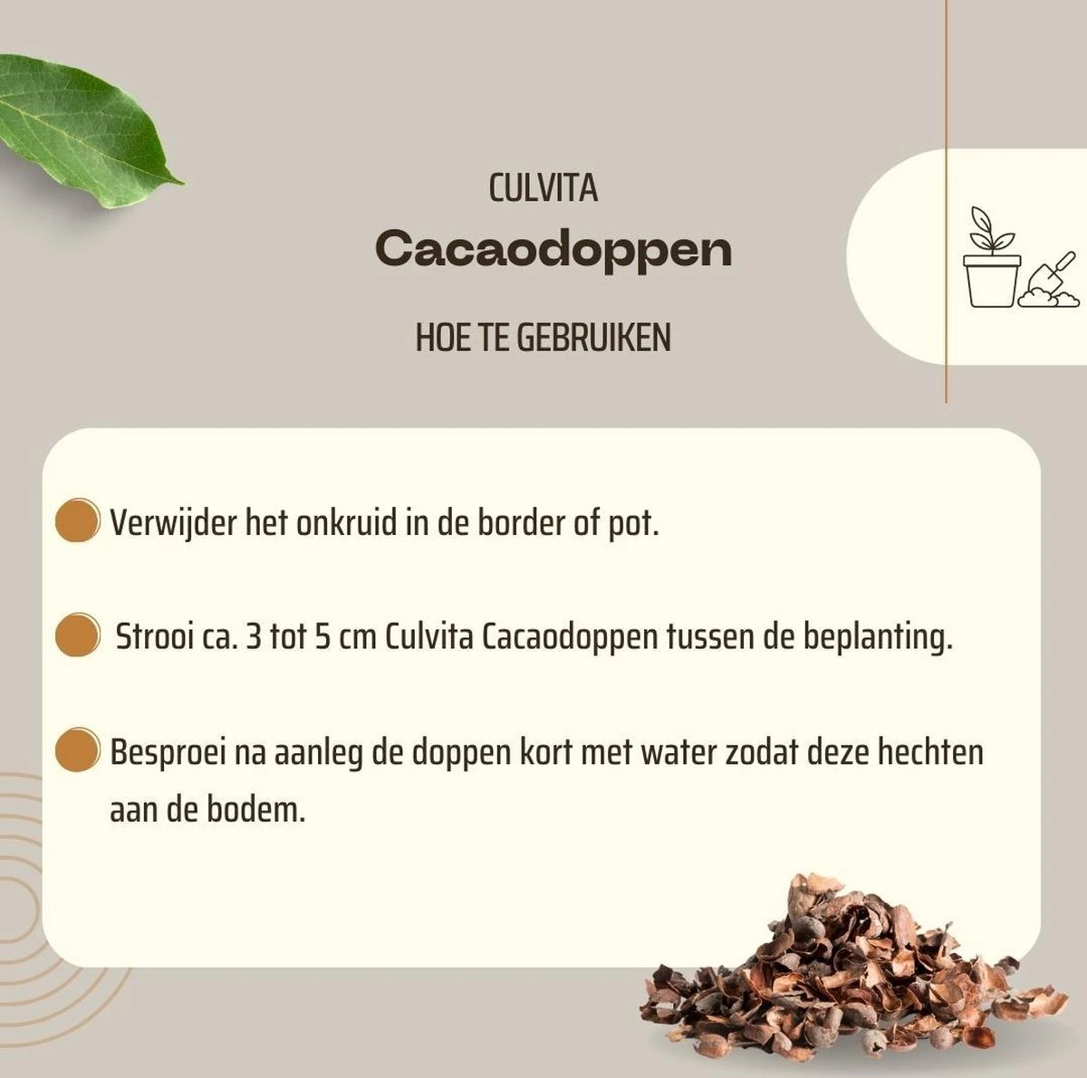 Culvita - Cacaodoppen 70 Liter - Cacao Geurende Bodembedekker - Organische Bodemverbeteraar - Afbeelding 6