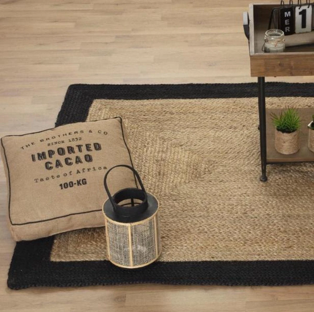 Jute Kleed Met Zwarte Rand 170 Cm X 120 Cm - Afbeelding 4