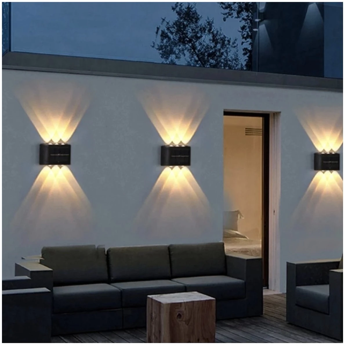 Merkloos Solar Tuinverlichting - Tuinverlichting Op Zonneenergie - Solar Wandlamp Voor Buiten - 2 LED Lichten - Warm Wit Licht - 2 Stuks - Large - Afbeelding 2