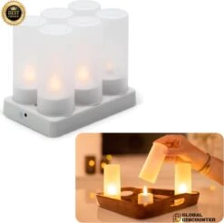 A.K.A. Led Kaarsen 6 Stuks - Oplaadbare Waxinelichtjes Kaars - Kerst Theelichtjes Oplaadbaar - Led Strip - Sfeerverlichting Kerst Decoratie