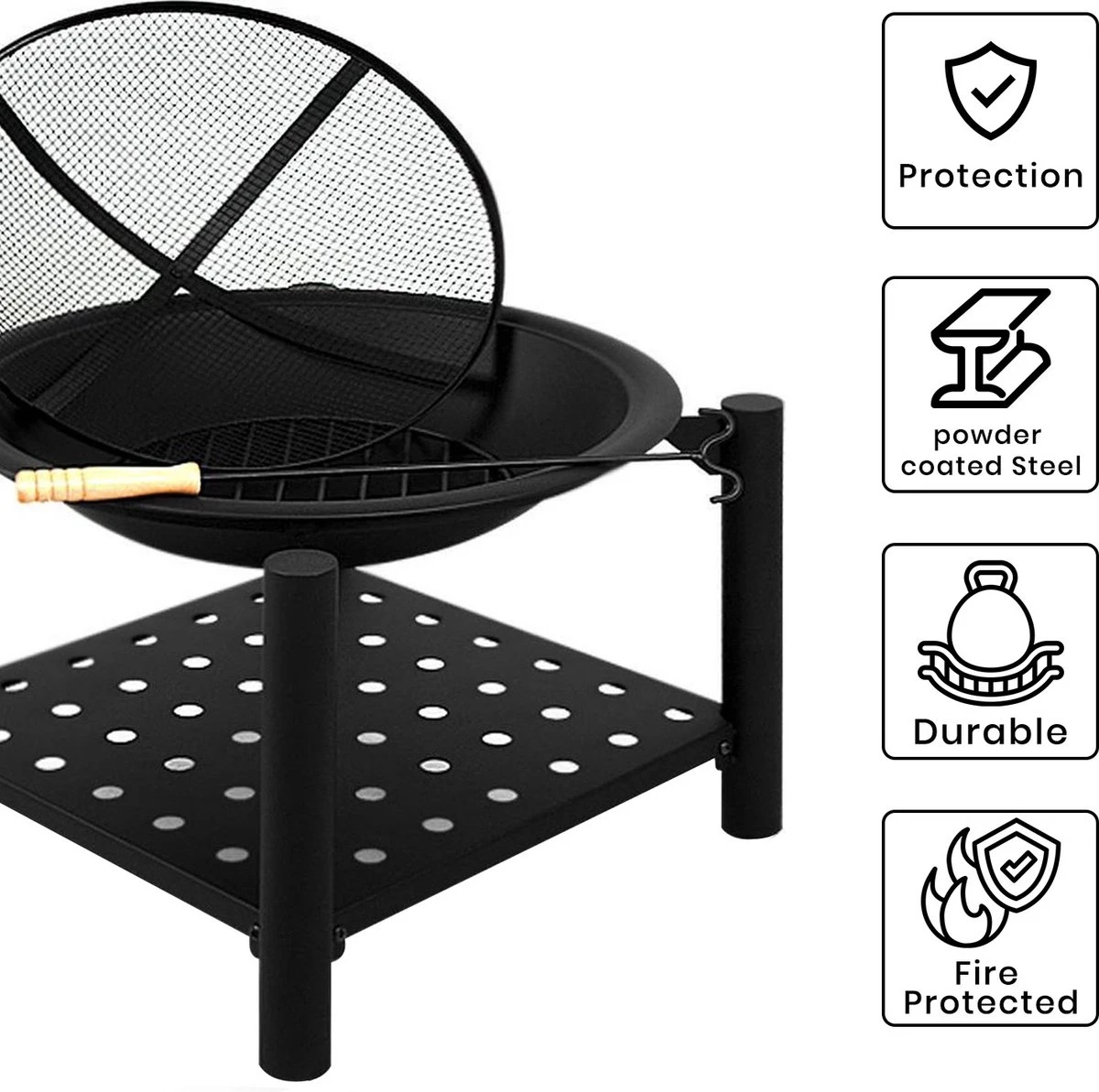 MaxxGarden Tuinhaard Grieks Zeus - Terrashaard - Vuurkorf - BBQ - Terrasverwarmer - Terrasverwarming - Sfeerhaard - 60cm - Zwart - Afbeelding 4