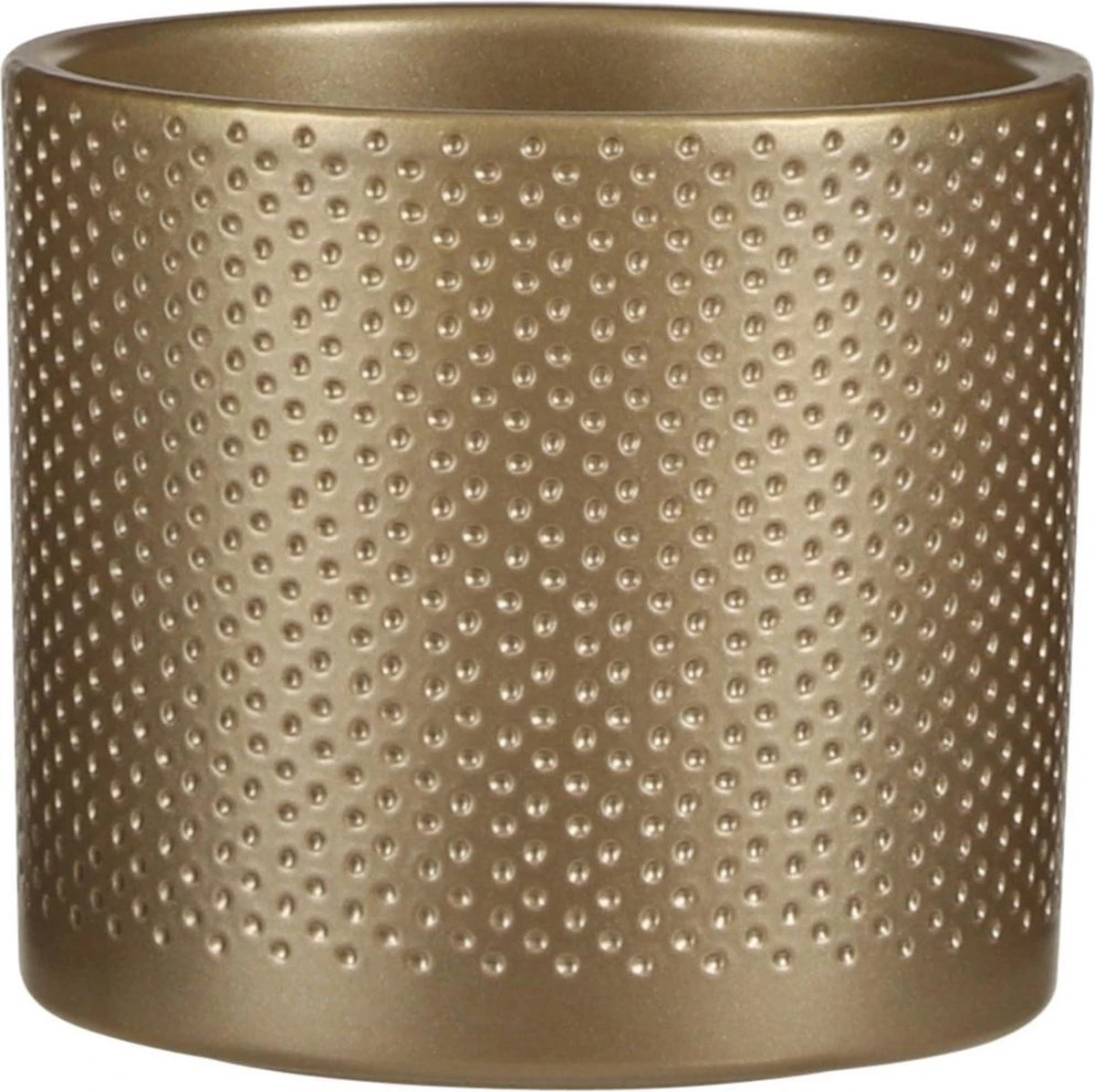 2x Stuks Bloempot In Kleur Relief Goud Keramiek Voor Kamerplant H12.5 X D13.5 Cm- Plantenpotten Binnen - Afbeelding 2