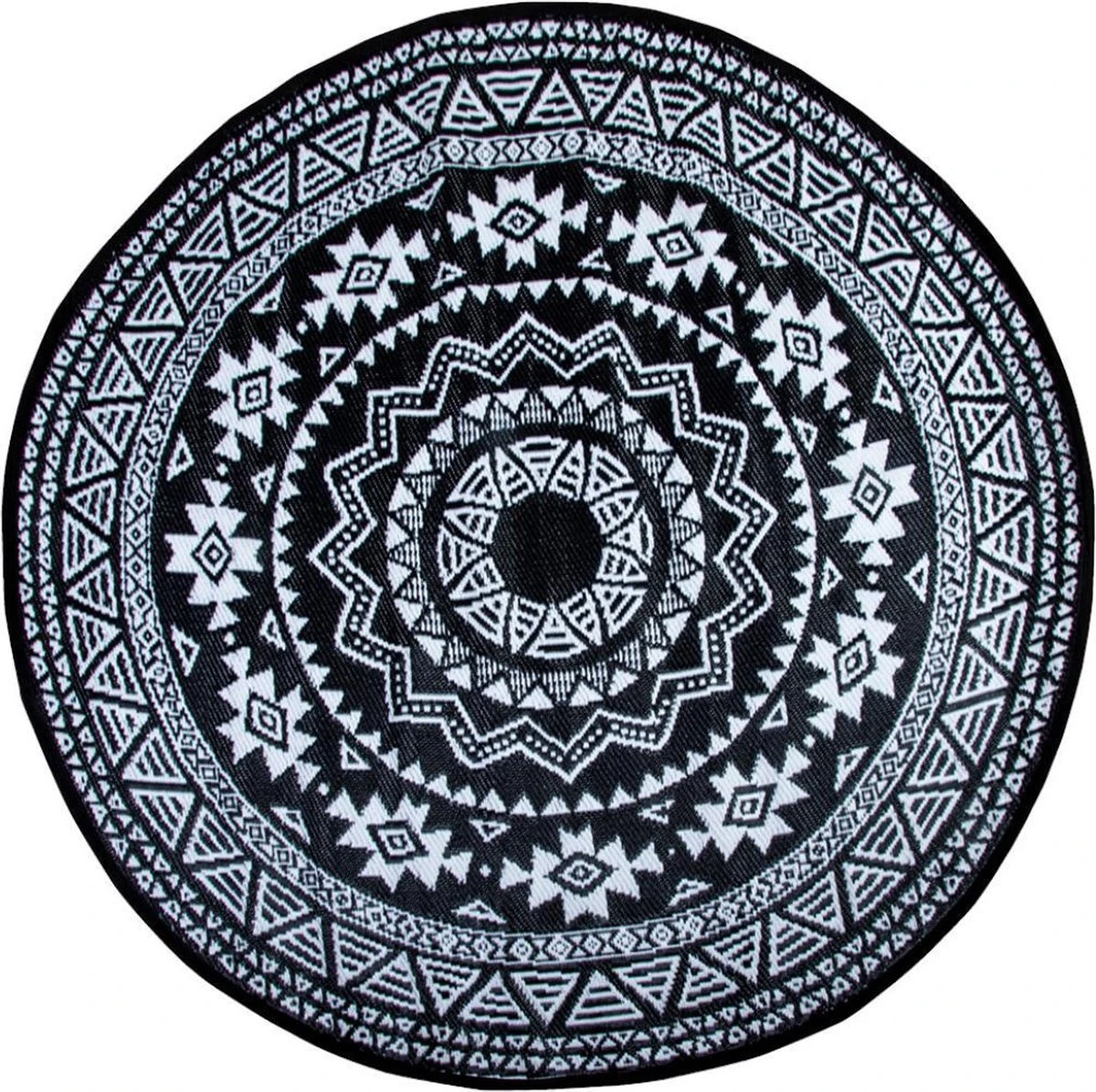 ESSCHERT DESIGN Tuintapijt - Rond - Zwart/Grijs Ø180cm - Afbeelding 4