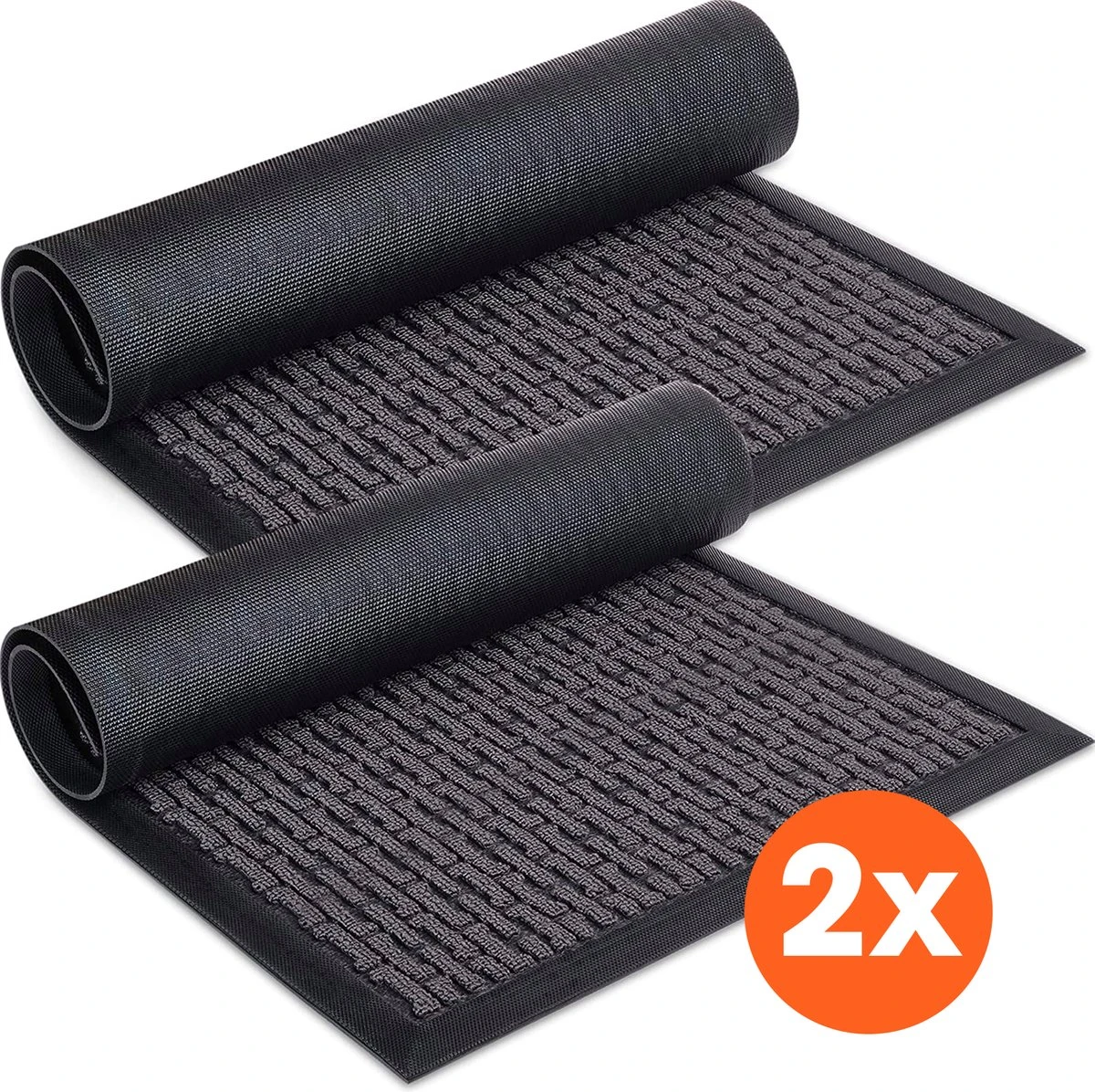 Lenx Deurmat - Set Van 2 - Droogloopmat 75x45cm - Zwart - Schoonloopmat - Antislip - Inloopmat - Deurmat Voor Binnen Of Buiten - Inclusief Mattenklopper