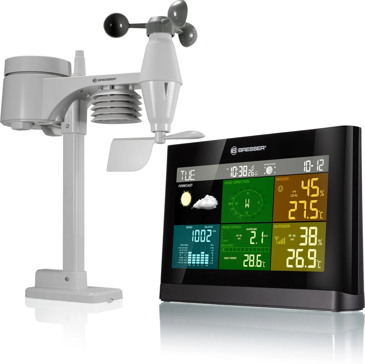 Bresser 5-in-1 Weerstation - Met Multifunctionele Buitensensor - Met Regen- En Windmeter - Zwart - Afbeelding 13