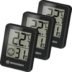 Bresser Temeo Hygrometer - Zwart – Set Van 3 - Checkt Binnenklimaat