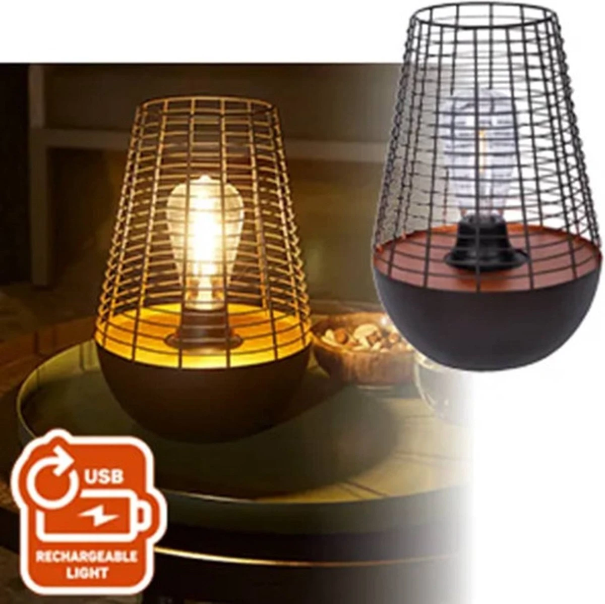 Luxform Chelsea - Tuin Tafellamp - Oplaadbare USB LED Lamp - Koper - Afbeelding 8