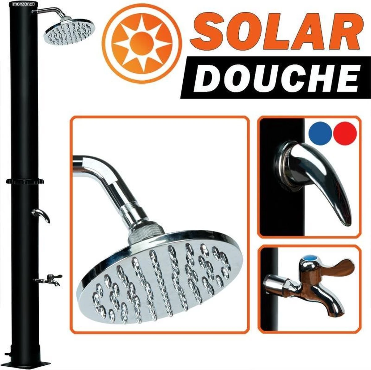 Merkloos Monzana Buitendouche/ Tuindouche - Warm Water Uit Zonne-energie 215cm - Afbeelding 7