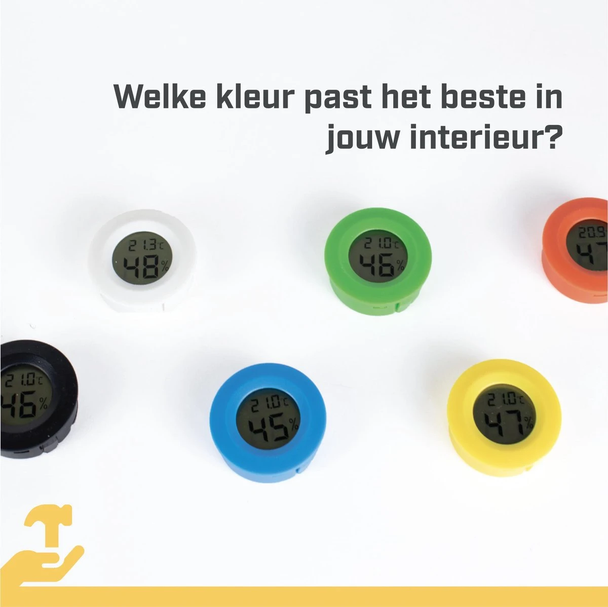 Tool Meister TM2 - Thermometer & Hygrometer - Luchtvochtigheidsmeter Voor Binnen/Koelkast - Zwart - Incl Batterijen - Afbeelding 3