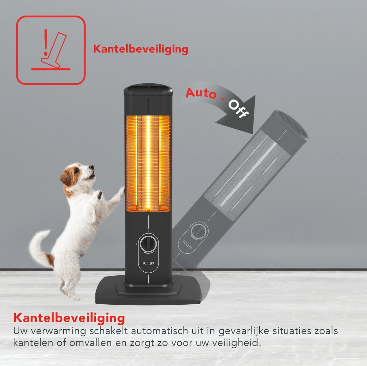 ICQN Infrarood Kachel, Terrasverwarmer, Elektrische Verwarming - 1500W - Voor Binnen En Buiten - Afbeelding 4