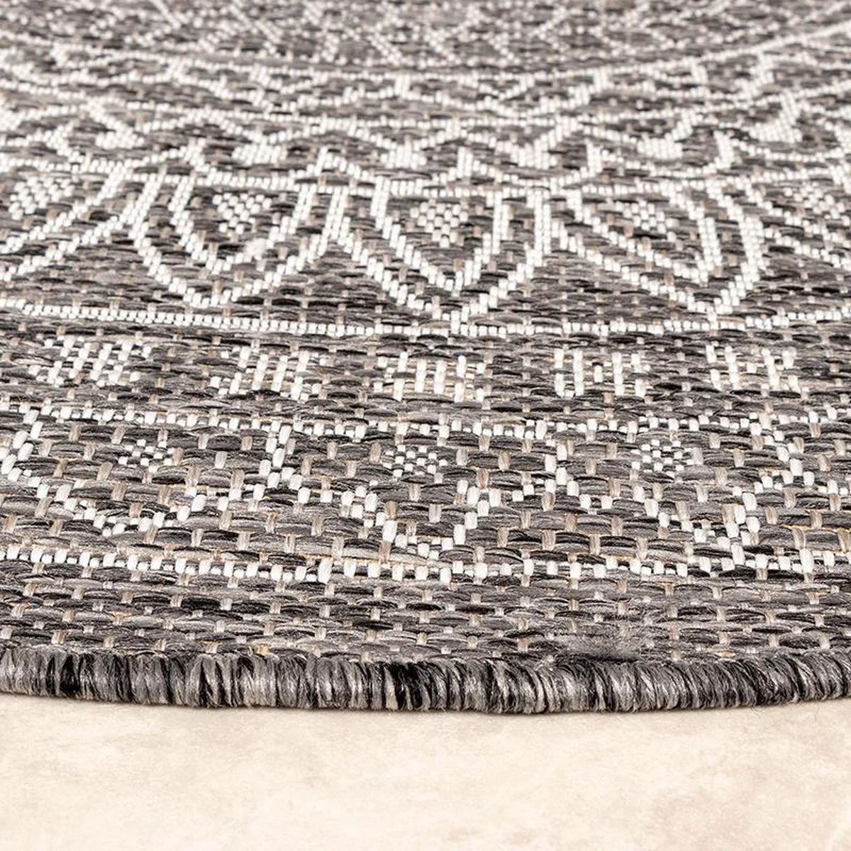 Rond Buitenkleed - Summer Azteca Grijs Ø 100cm - Afbeelding 3