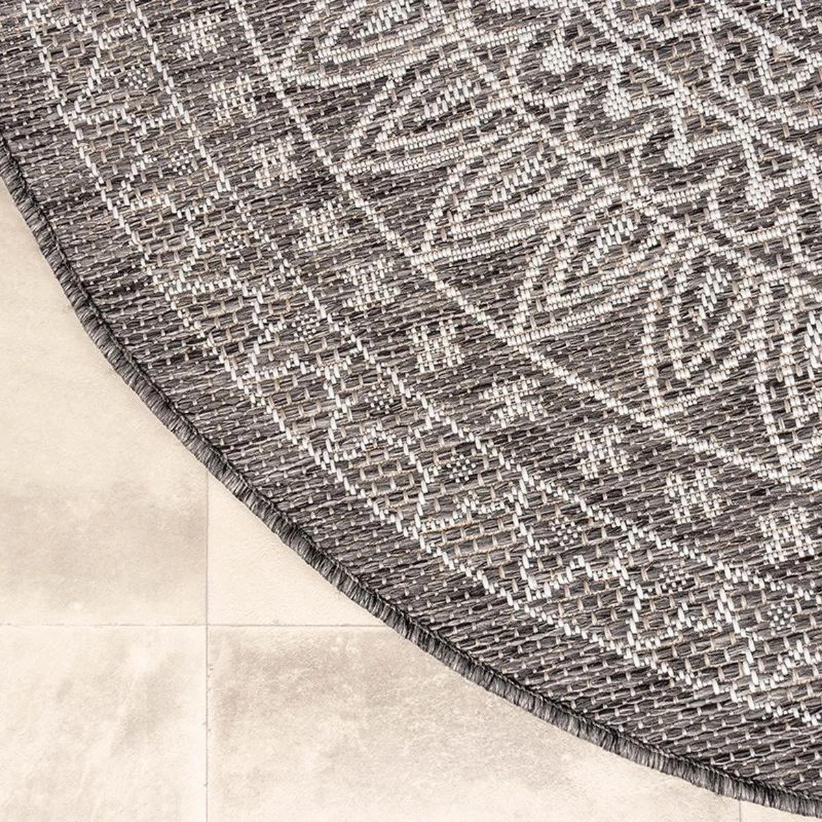 Rond Buitenkleed - Summer Azteca Grijs Ø 100cm - Afbeelding 4