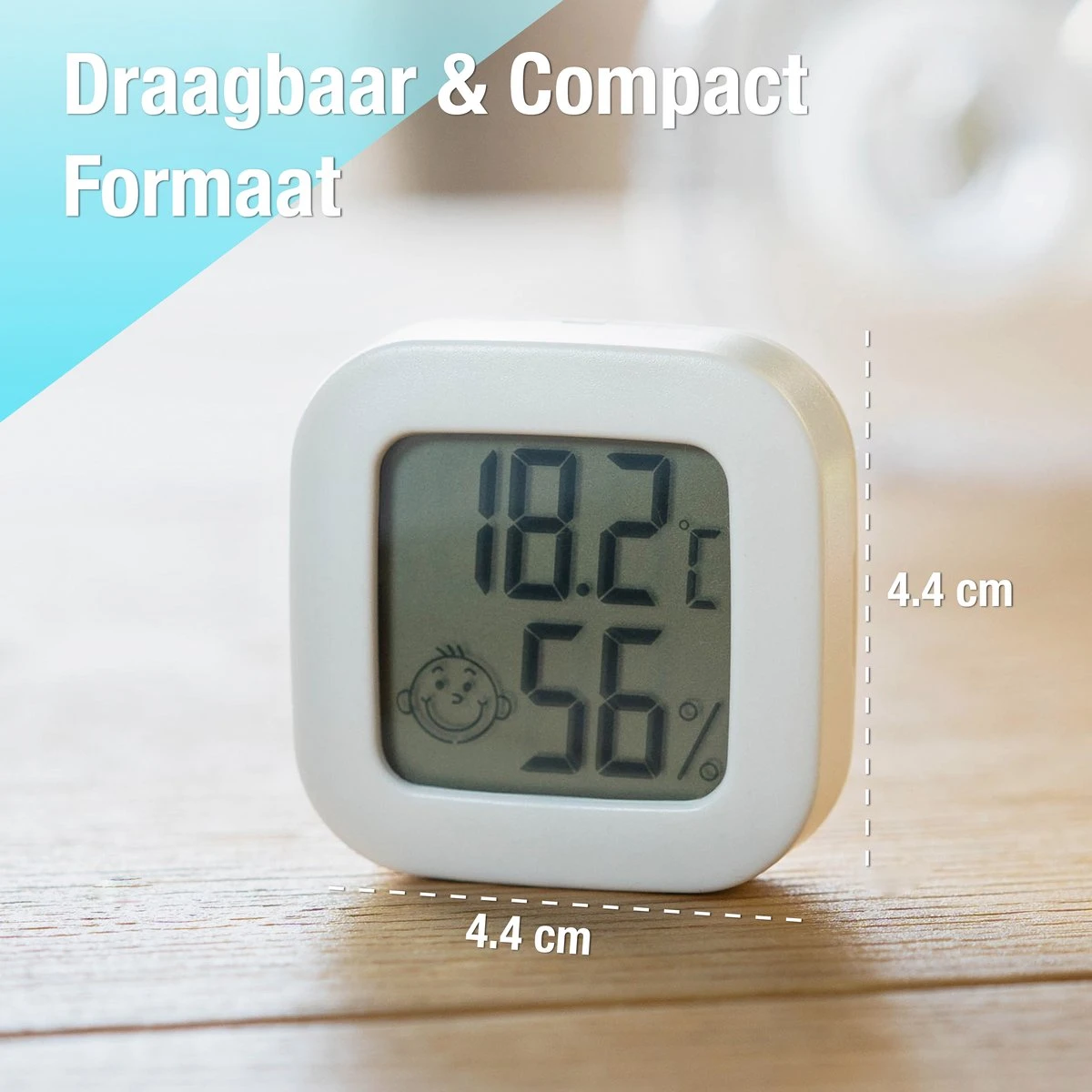 Compacte Thermometer En Hygrometer Mèt Batterijen - Luchtvochtigheidsmeter - Digitale Vochtmeter Voor Binnen - 2 In 1 Thermohygrometer - Afbeelding 2