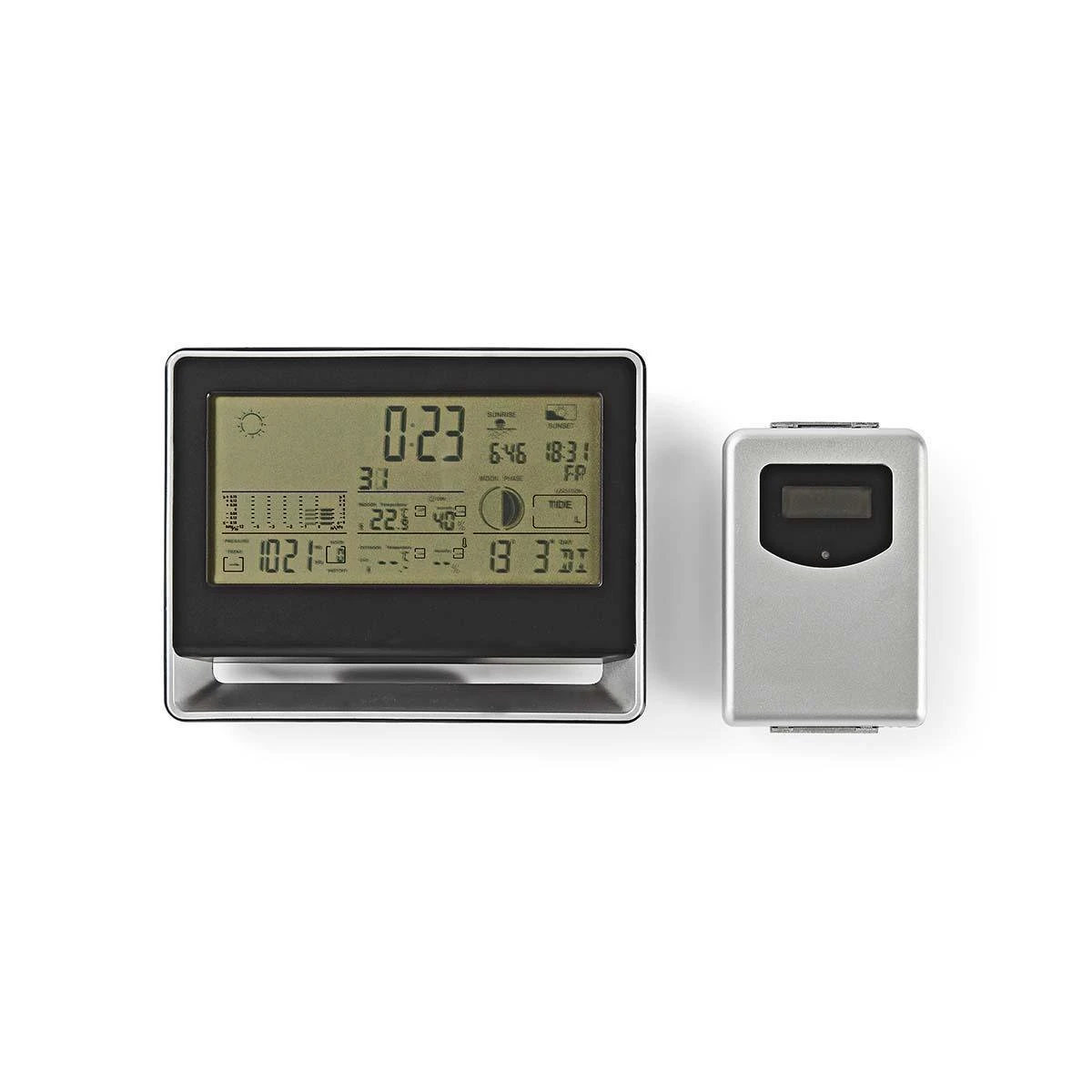 Nedis Weerstation - Binnen & Buiten - Inclusief Draadloze Weersensor - Weersvoorspelling - Barometer - Tijdweergave - Verlicht LCD-Scherm - Wekkerfunctie - Afbeelding 12