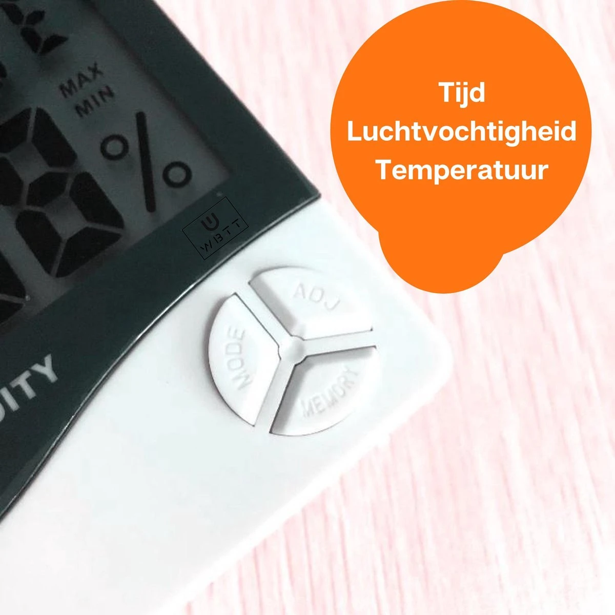 WBTT® Hygrometer Digitaal - Vochtigheid - Hygrometer Binnen - Temperatuurmeter - Luchtvochtigheidsmeter - Weerstation - Afbeelding 2