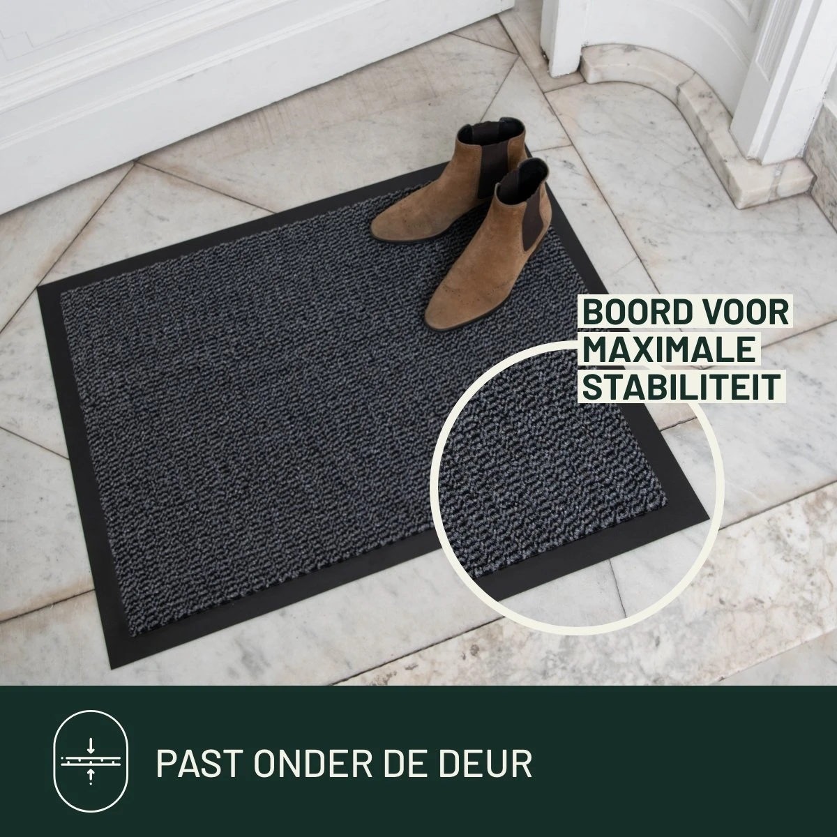 Deurmat Binnen Studio M - CLASSIC - Droogloopmat Binnen 90x150 Cm - GRIJS - Schoonloopmat - Antislip Deurmat - Inloopmat - Deurmat Voor Binnen Of Buiten - Verschillende Afmetingen En Kleuren - Afbeelding 2