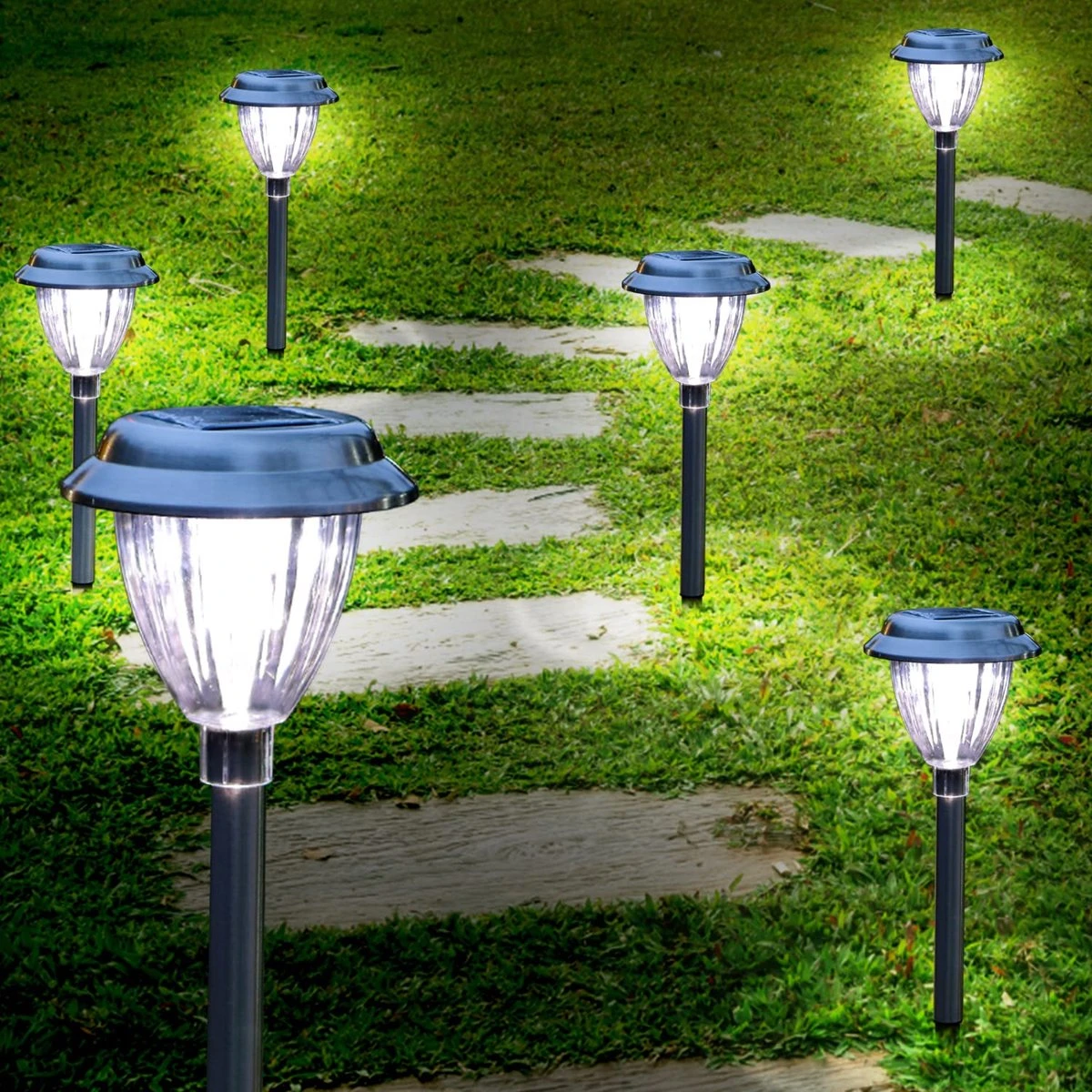 Aigostar 10IBM - Solar Tuinfakkels - 6 Stuks - 40.4cm - IP44 - Tuinverlichting Op Zonne-energie - Tuinlantaarns - Padverlichting- 6500K
