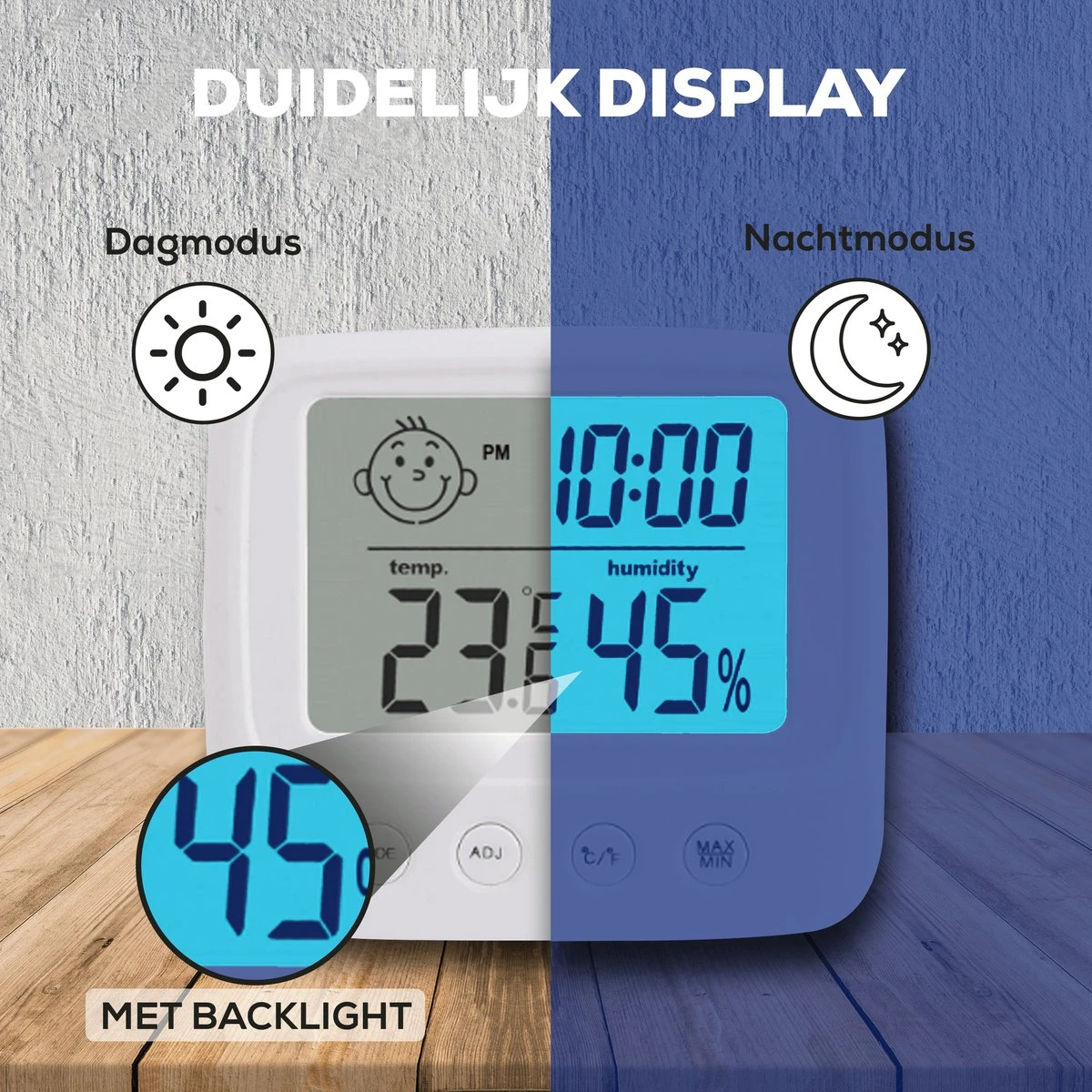 Infinite Goods Hygrometer - Weerstation - Luchtvochtigheidsmeter - Thermometer Voor Binnen - Vochtmeter - 2 In 1 - Incl. Batterij - Afbeelding 3