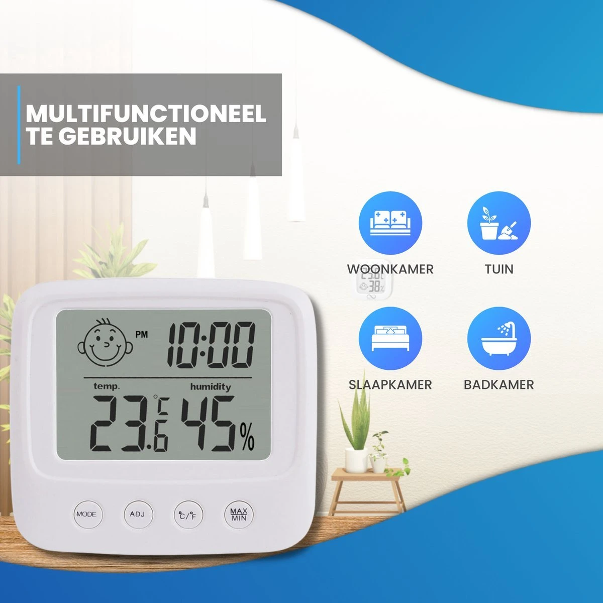 Infinite Goods Hygrometer - Weerstation - Luchtvochtigheidsmeter - Thermometer Voor Binnen - Vochtmeter - 2 In 1 - Incl. Batterij - Afbeelding 4