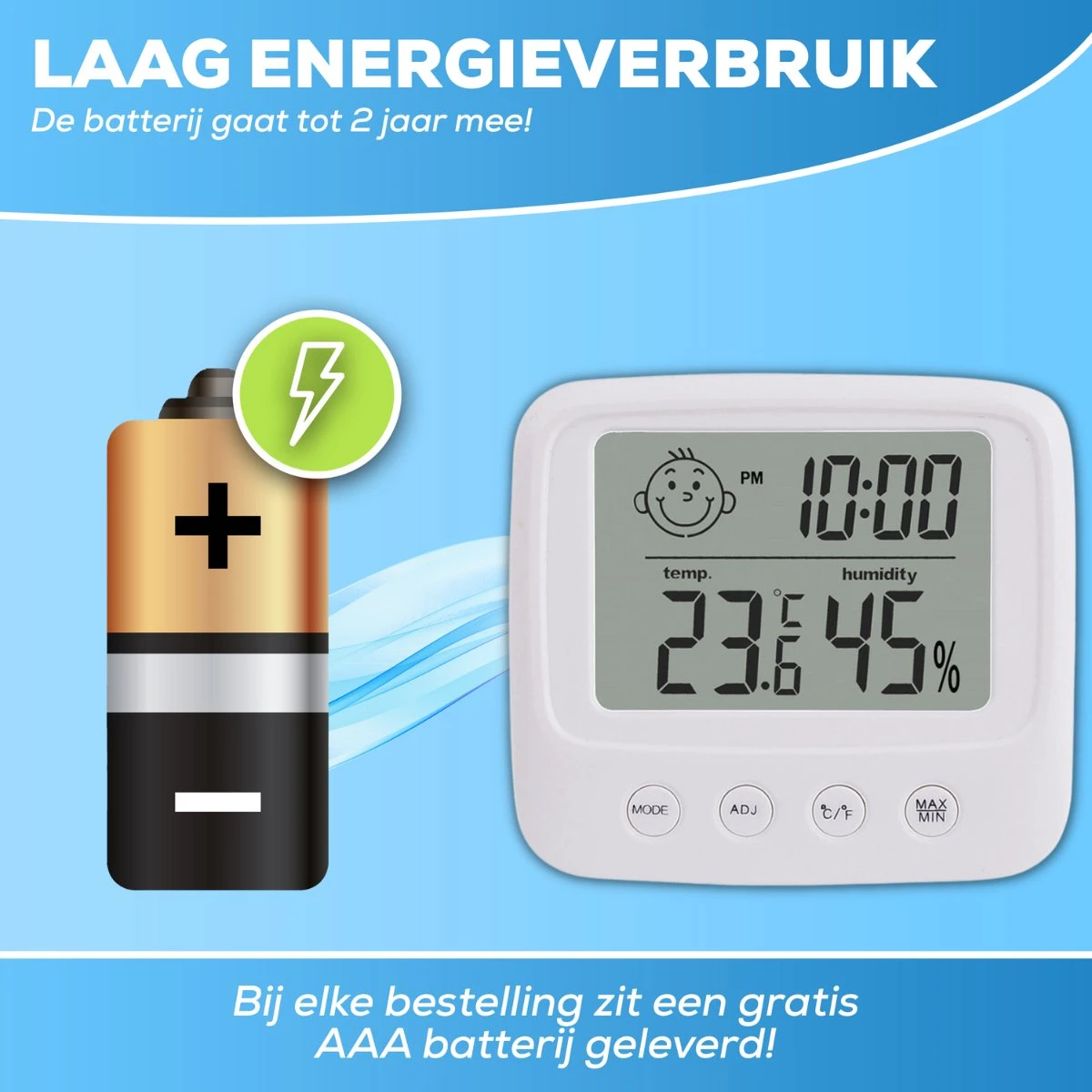 Infinite Goods Hygrometer - Weerstation - Luchtvochtigheidsmeter - Thermometer Voor Binnen - Vochtmeter - 2 In 1 - Incl. Batterij - Afbeelding 8
