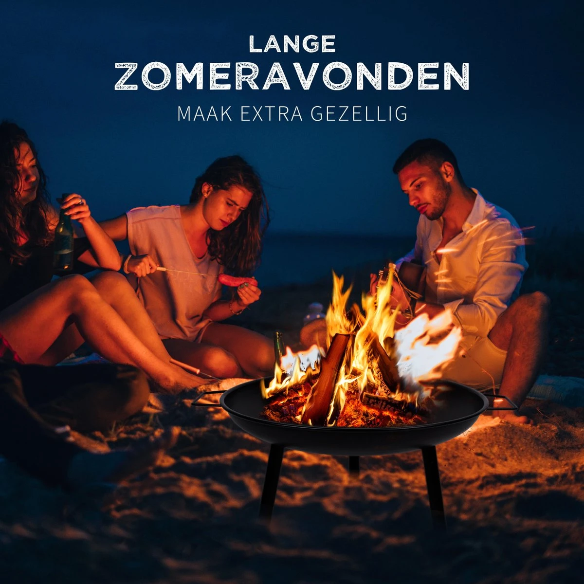 BBQ Collection Vuurschaal - Vuurkorf Voor Buiten - Terrashaard - Met Handvaten - 60 X 29 CM - Staal - Zwart - Afbeelding 7