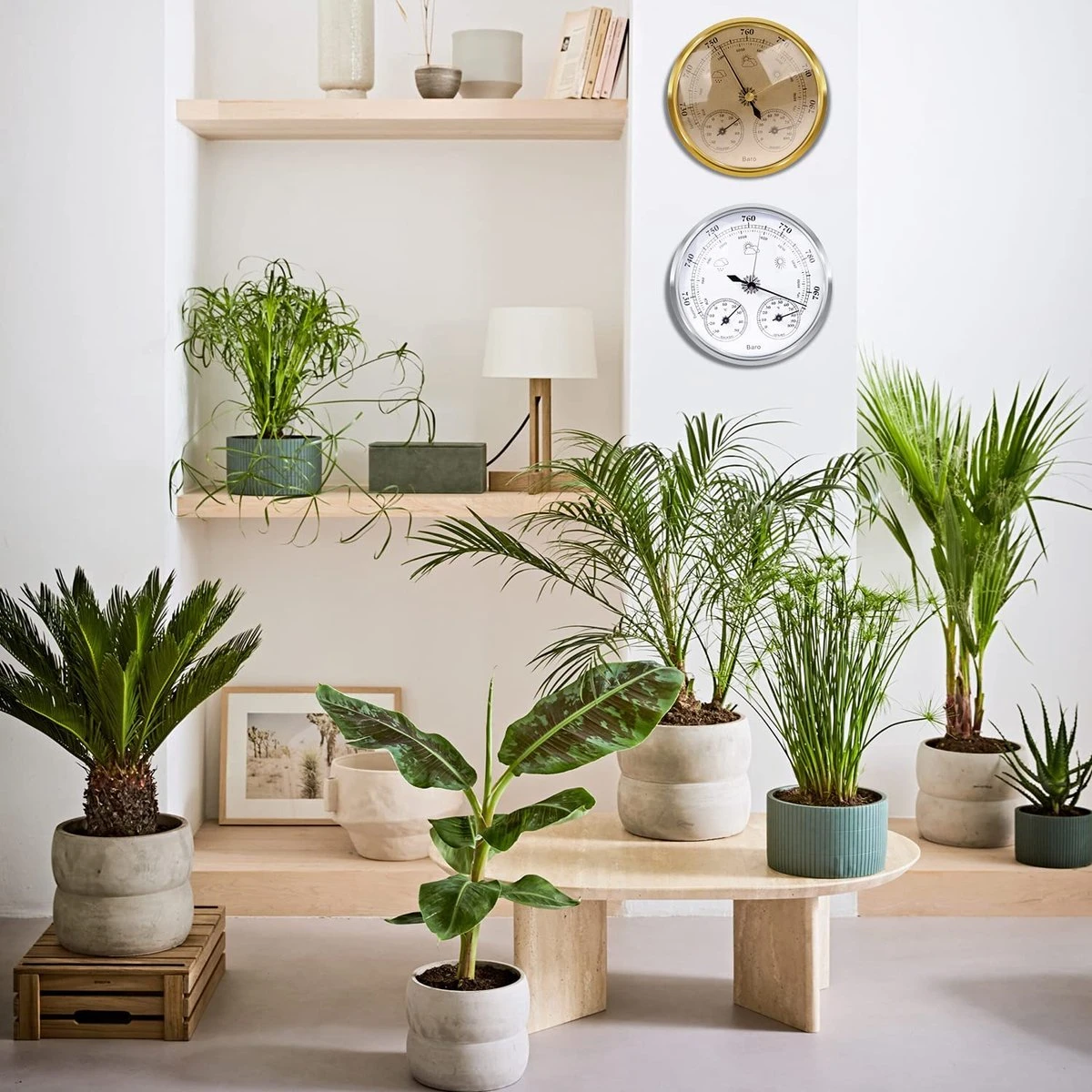 Luxe Barometer Weerstation Met Thermometer En Hygrometer – Messing Goudkleurig – Voor Binnen En Buiten - Afbeelding 6